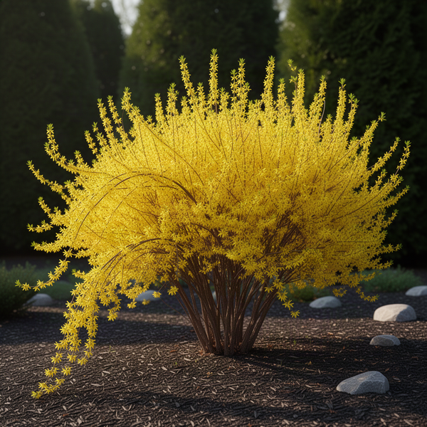 Garden Yellow Forsythia Flower Shrub, 6-13 Inch Tall Live Plant, Bare Root