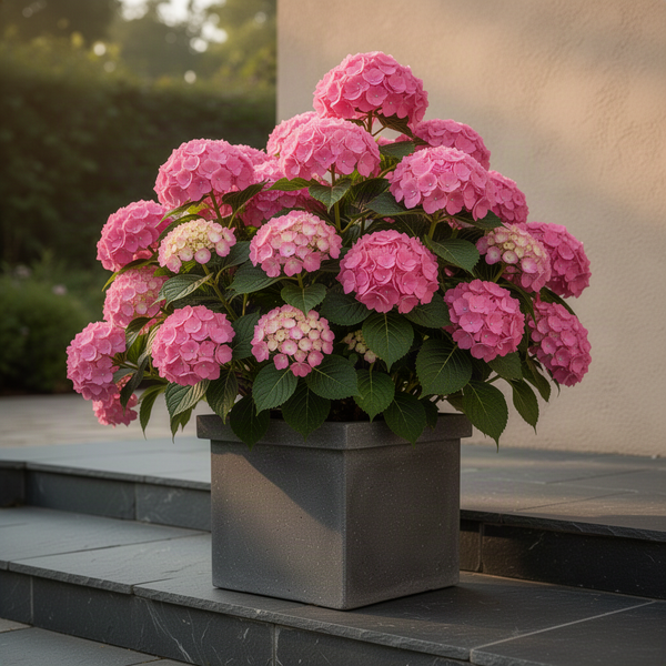 Live Hydrangea Shrub, Pink To Blue-Purple Blooms, 5-9 Inches Tall Plant
