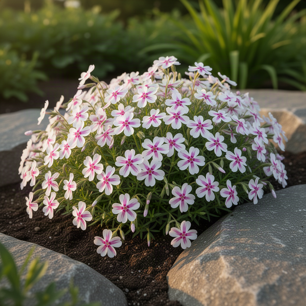 Creeping Phlox Live Plant, Pink White Flowers, 4-7 Inches, Ground Cover
