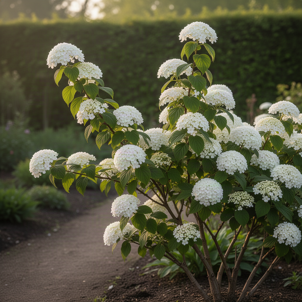 2 Potted Japanese Snowball Viburnum, White Flowering Shrubs, 8-10 Inch