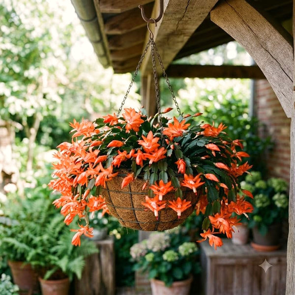 Orange Christmas Cactus Live Plant, 4-7 Inches, Indoor Home Decoration