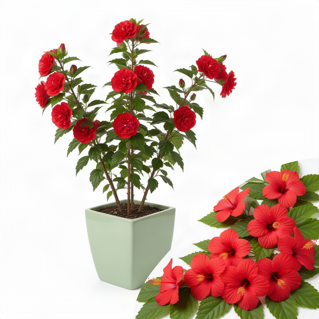 Live Red Rose Of Sharon Shrub, 6-13 Inch Potted Outdoor Althea Hibiscus