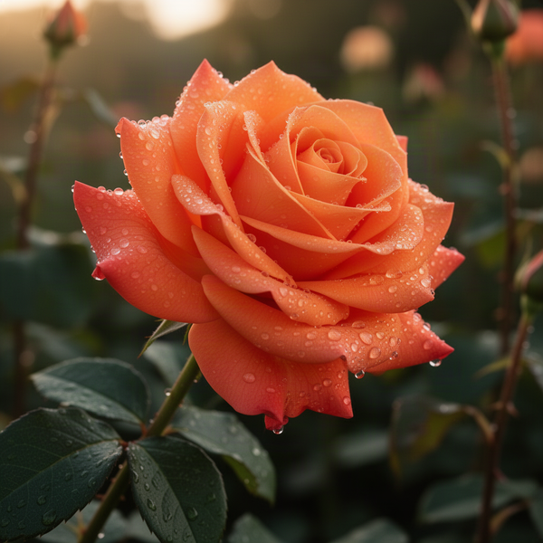 Live Orange Heirloom Rose Bush, 5-10 Inch Starter Plant For Garden Beds
