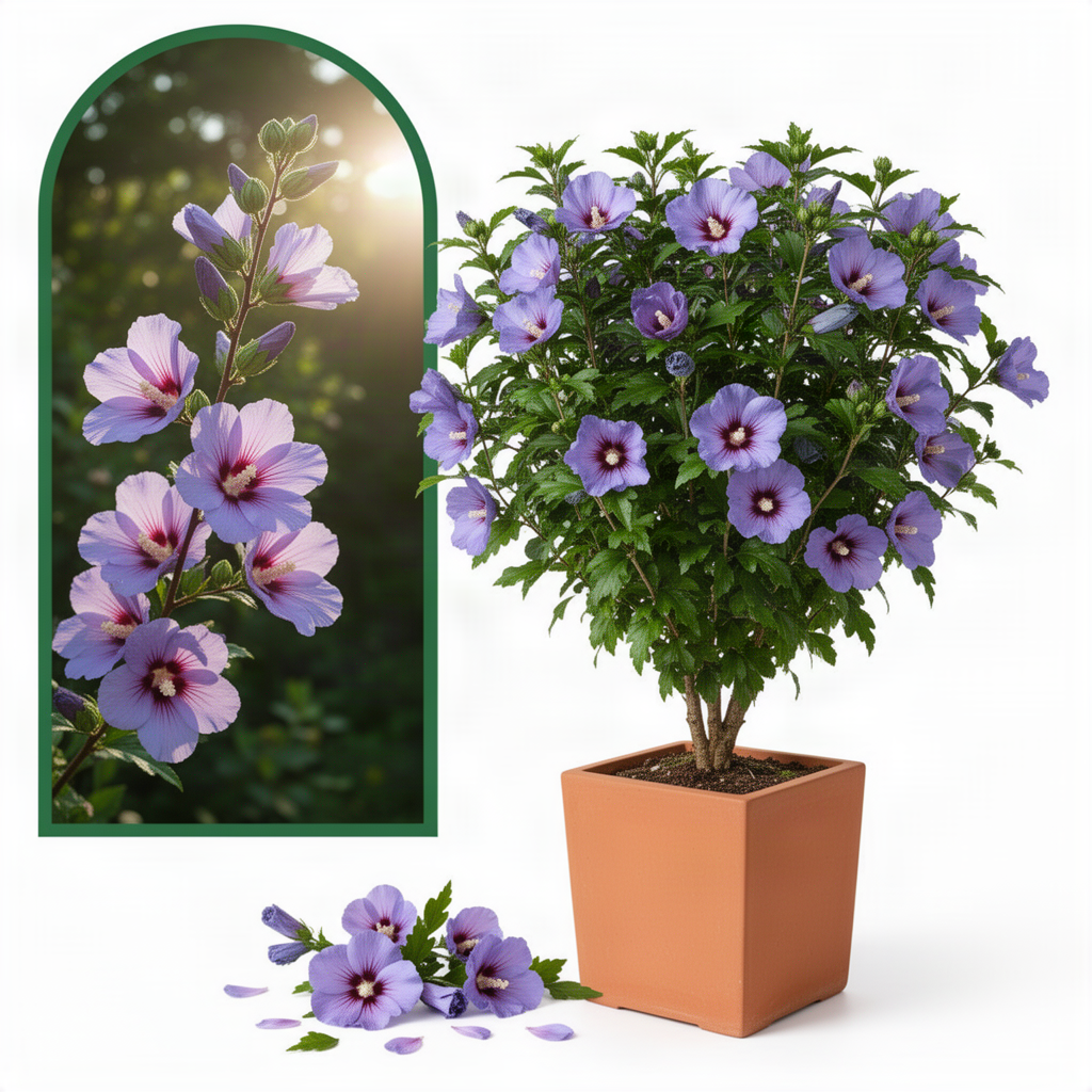 Live Purple Rose Of Sharon Shrub, 6-13 Inch Tall, Summer Garden Blooms