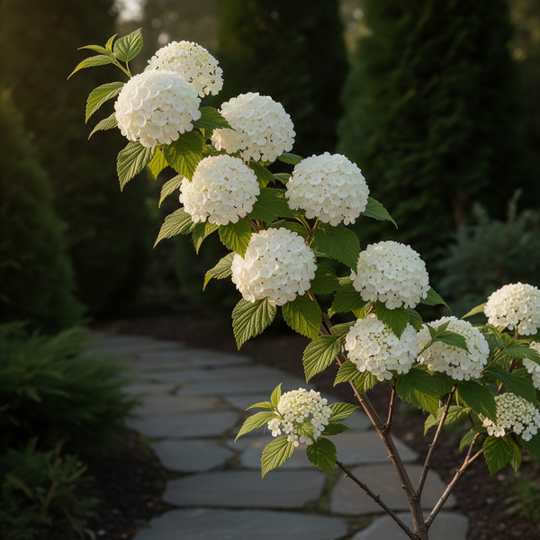 Live White Japanese Snowball Viburnum Shrub, 7-10 Inches Starter In Pot
