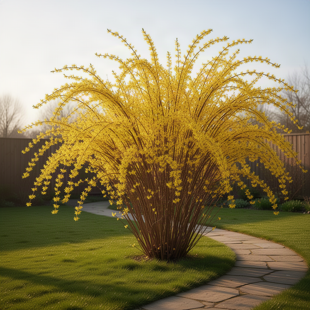Golden Bells Forsythia Shrub, Yellow Blooms, Live Plant, 6-12 Inches Tall