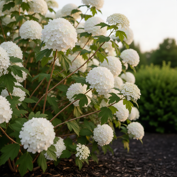 White Snowball Viburnum, Hardy Live Flowering Shrub In Pot, 6-12 Inch Tall