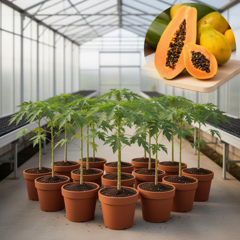 Live Papaya Tree In 4 Inch Pot, 5-10 Inch Tropical Fruit Starter Plant