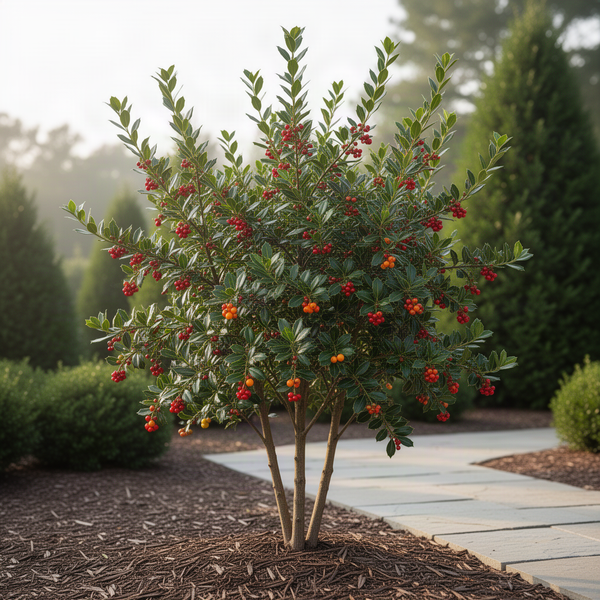 Yaupon Holly Live Hedge Shrub, Upright 4-6 Inch Ornamental Garden Plant