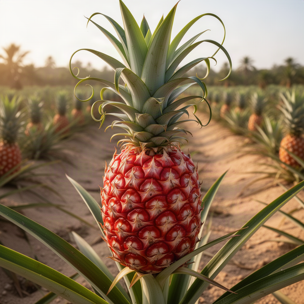 2 Live Pineapple Starter Plants, Red Fruit Trees, 4-8 Inches For Gardens
