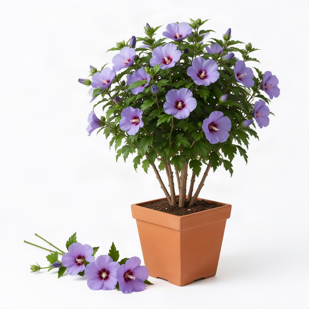 Live Purple Rose Of Sharon Shrub, 6-14 Inch Potted Landscape Flower Bush