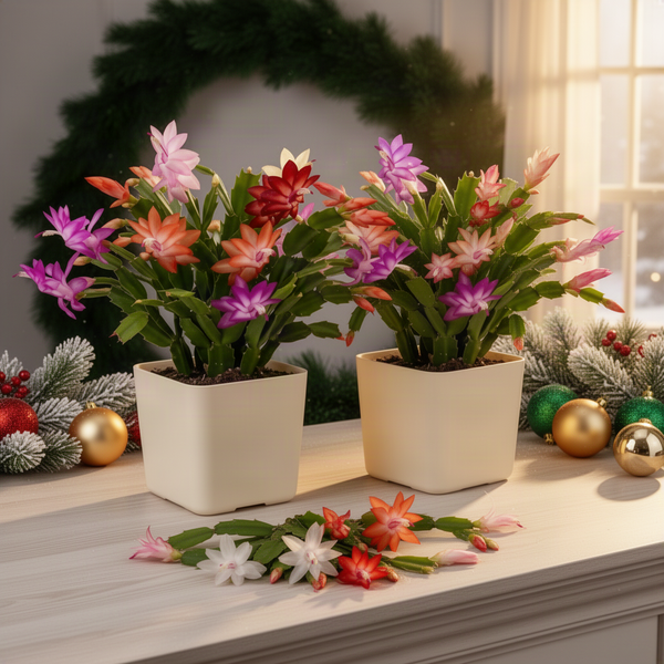 2 Live Christmas Cactus Mix, Holiday Houseplants, Approximately 4-8 In.