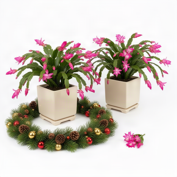 2 Live Pink Christmas Cactus Plants, 4-8 Inch Indoor Holiday Houseplant