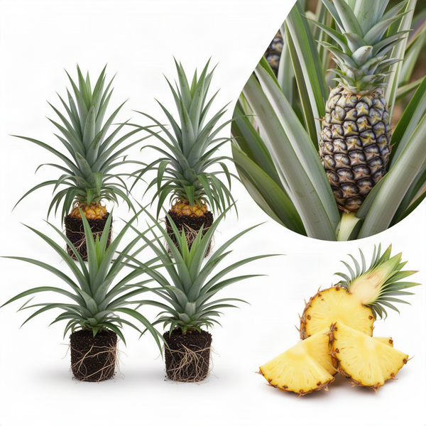 2 Live Pineapple Plants, 5-8 Inch Tall Fruit Plants For Outdoor Gardens