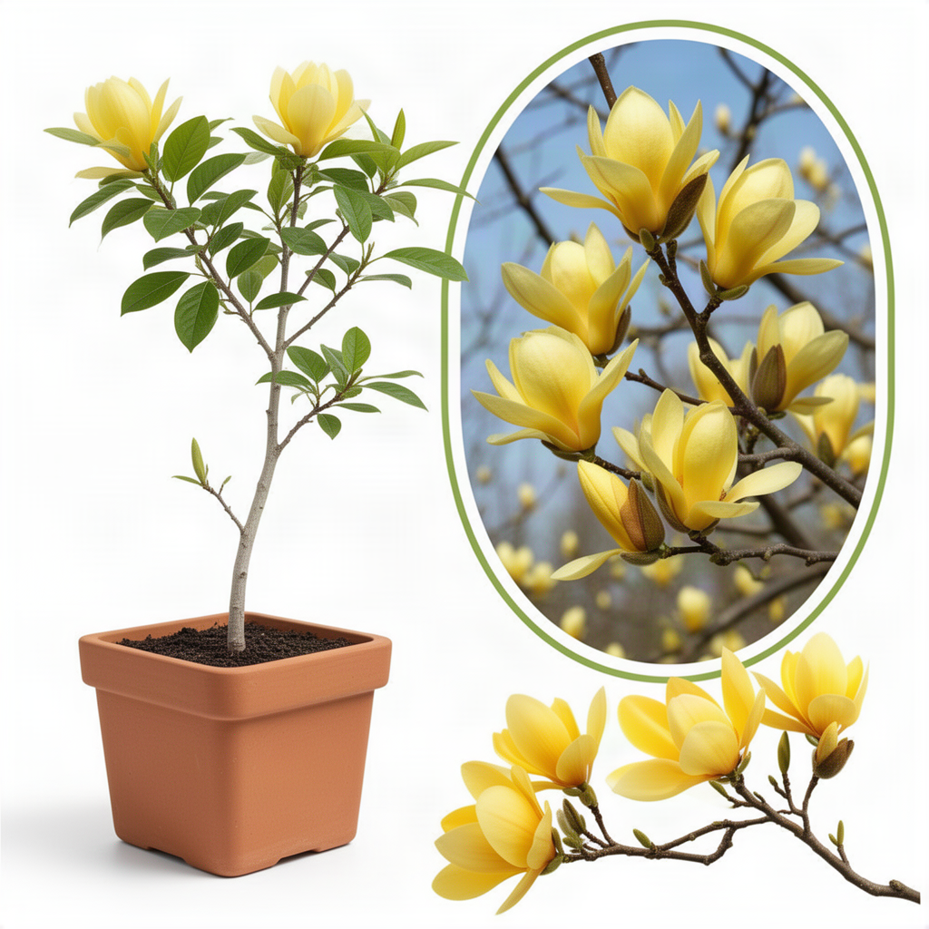 Live Yellow Bird Magnolia Flowering Tree, 6-14 Inches Tall, Potted Plant