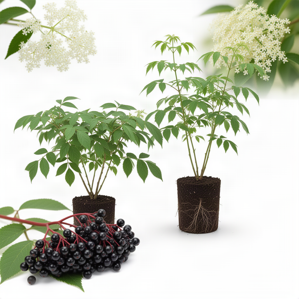 2 Live Black Elderberry Plants, 6-12 Inch Perennial Shrubs For Growing