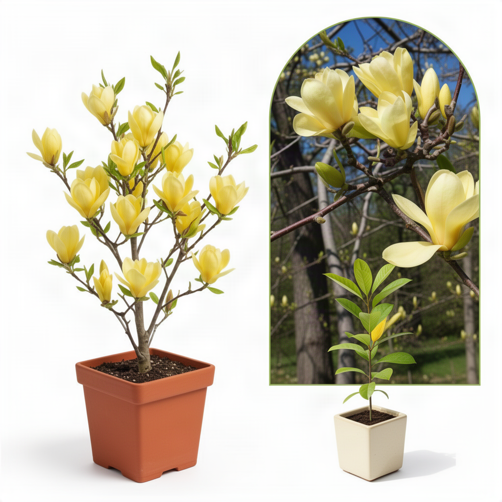 Live Yellow Bird Magnolia Flowering Tree, Blooms, 6-12 Inches, 2.5-Inch Pot