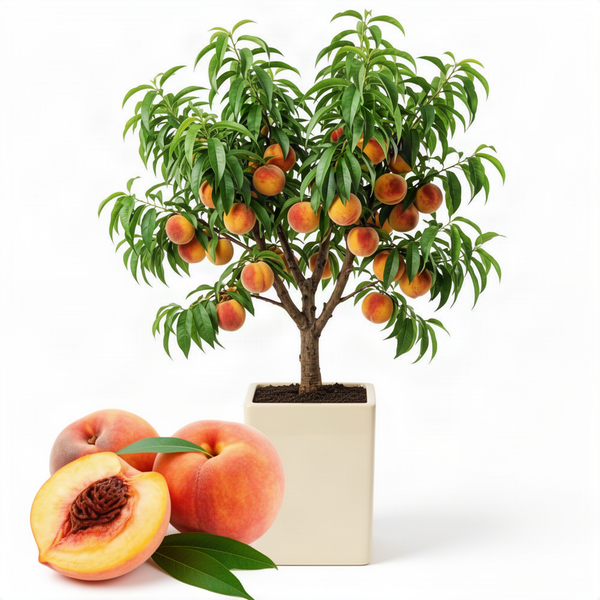Live Peach Fruit Tree, 20-26 Inch Plant In 1 Gallon Pot, Orchard Garden