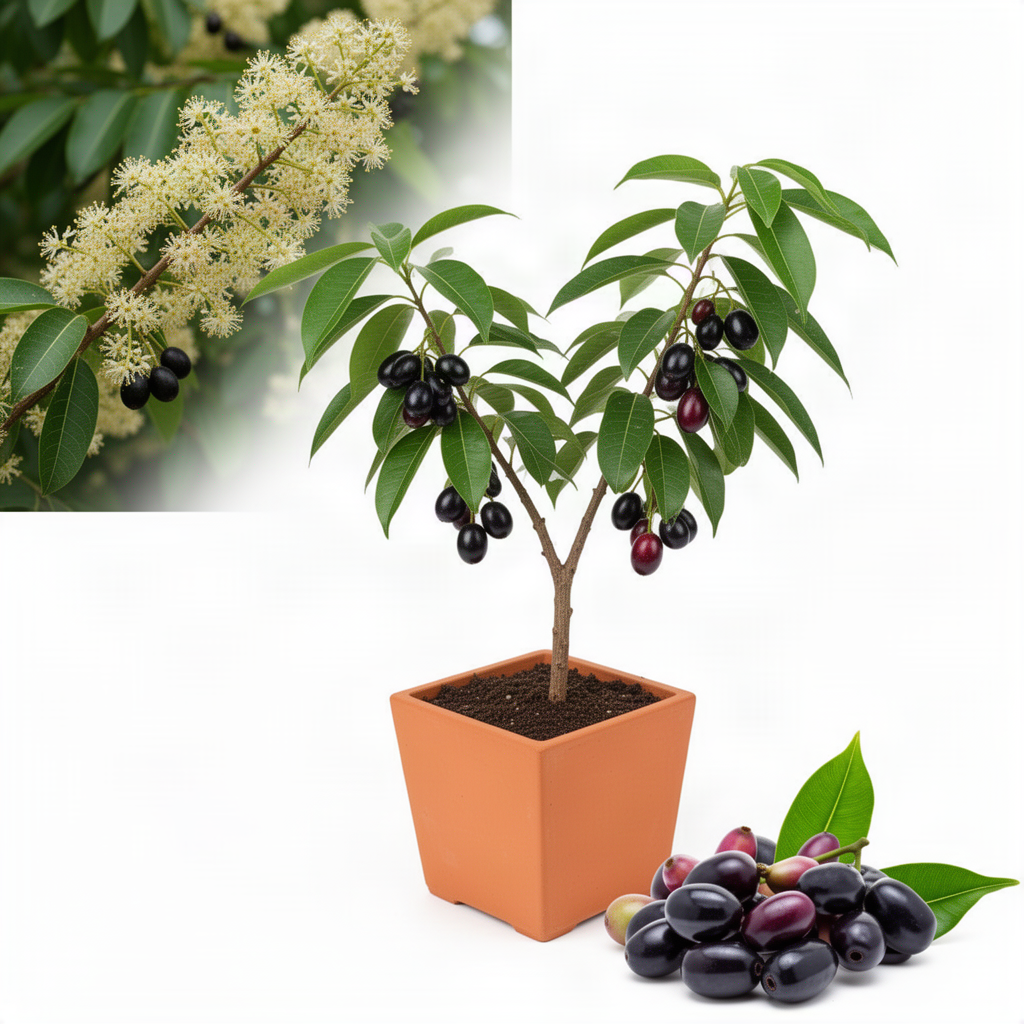 Live Black Jambu Plum Fruit Tree, 6-8 Inch Plant For Home Orchard Garden