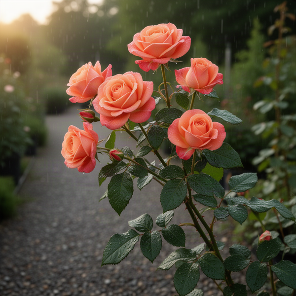 Live Coral Rose Bush, Fragrant Heirloom Starter For Planting, 5-10 Inch