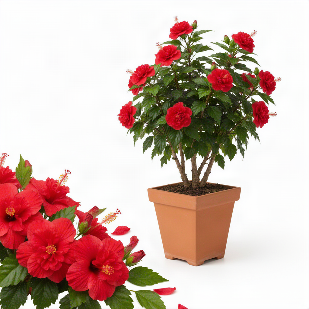 Live Red Rose Of Sharon, 6-13 Inch Potted Flowering Landscape Shrub Plant