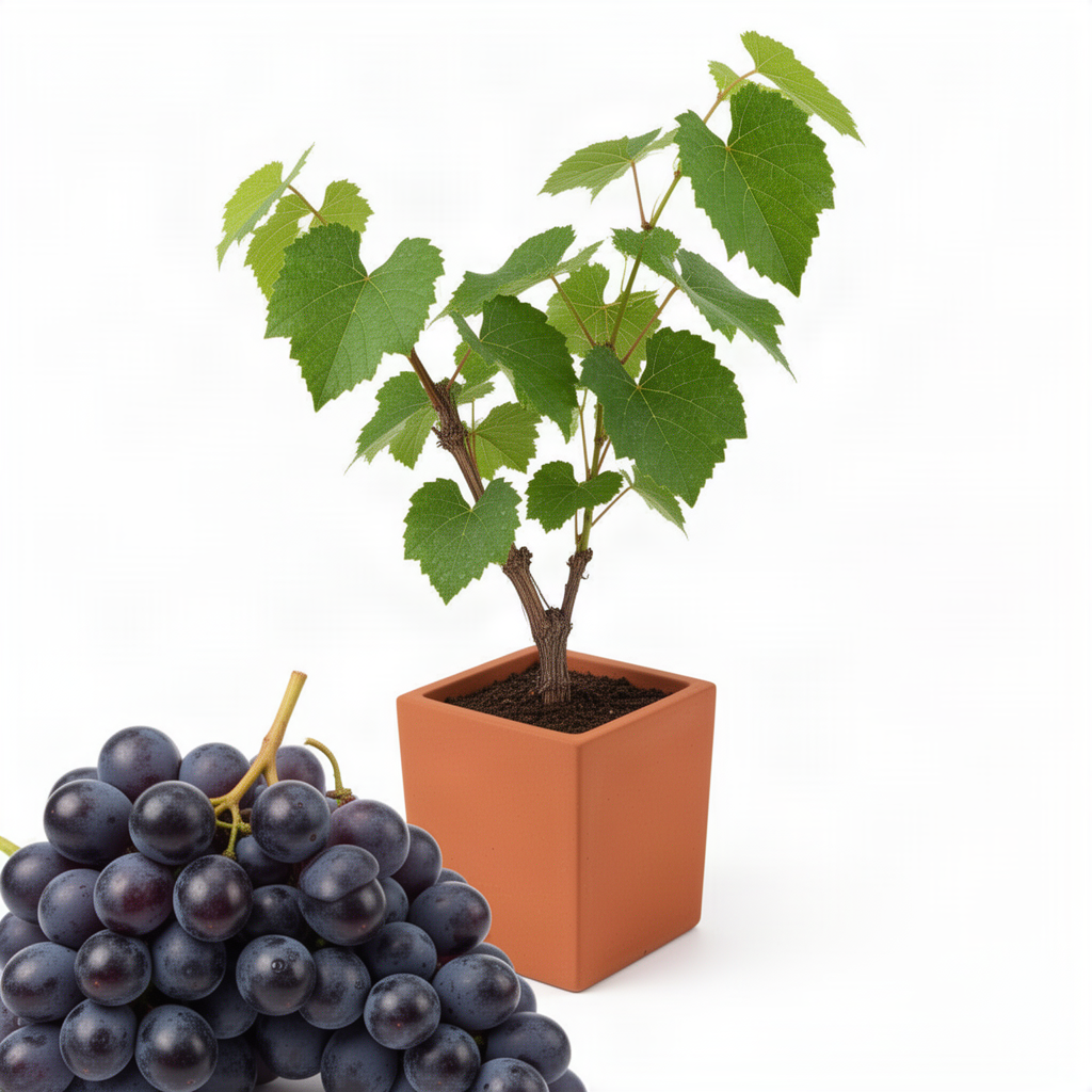 Black Muscadine Live Grape Vine Plant, 8-12 Inches Tall, 4-Inch Pot Size