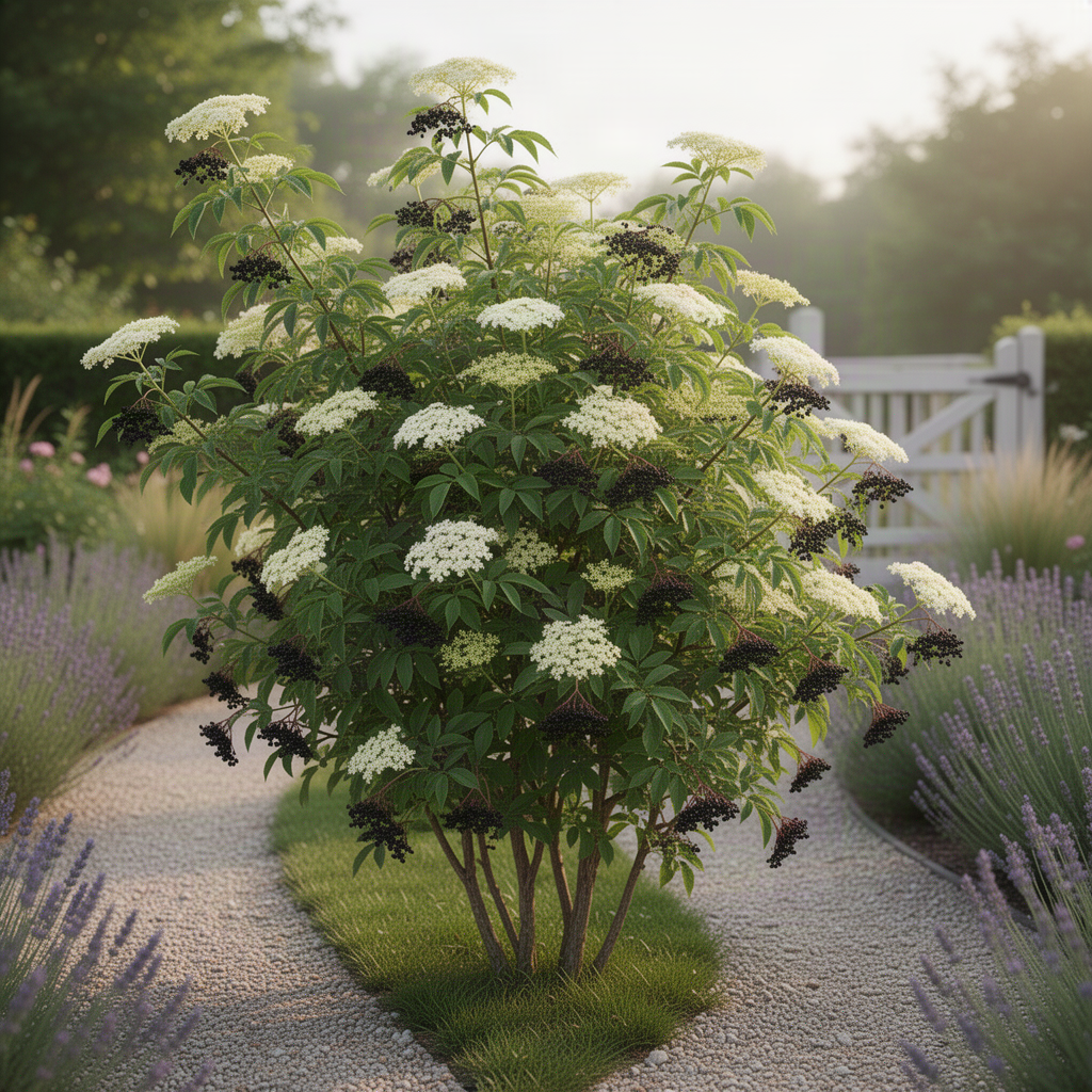 Live Black Elderberry Shrub In Quart Pot, Sweet Fruit-Bearing Garden Plant