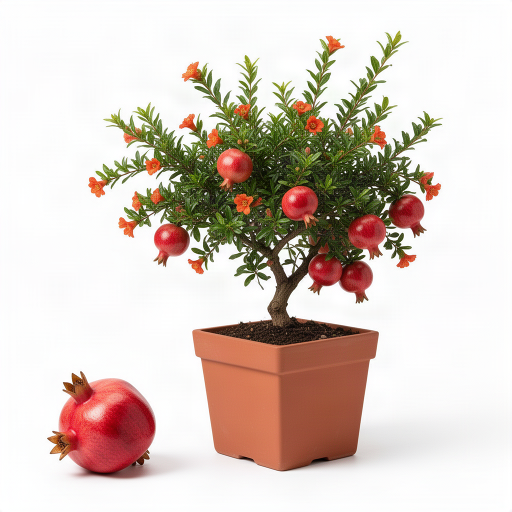 Live Red Pomegranate Tree For Patios, 8-12 Inches Tall, Half Gallon Pot