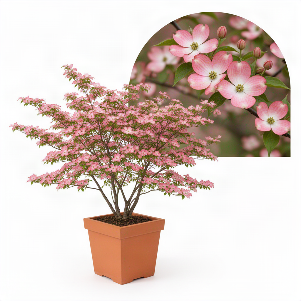 Live Pink Dogwood Tree In Quart Pot, 8-10 Inches Tall, For Outdoor Planting