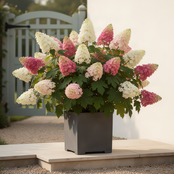Live Oakleaf Hydrangea Shrub, Pink And White Flowers, Hardy, 4-Inch Pot