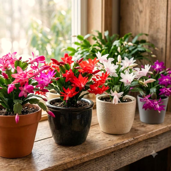 Random Live Christmas Cactus Plants, 4-7 Inches, Indoor Home Plant Decor