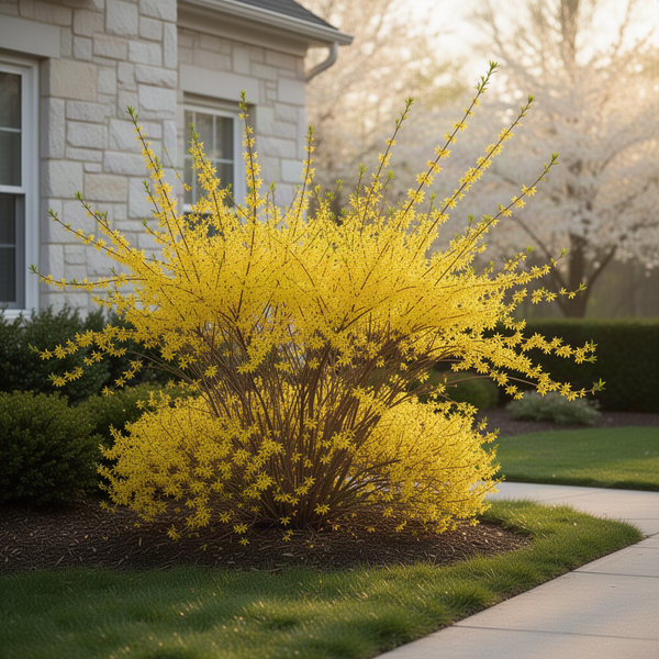 2 Live Forsythia Shrubs, Yellow Flowering Plants, Rooted, 6-12 Inches Tall