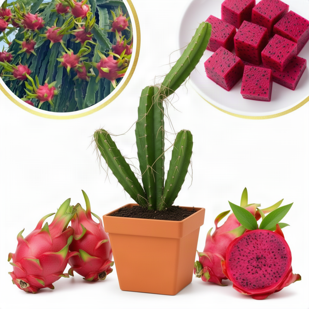 Live Red Dragon Fruit Plant In 4-Inch Pot, For Outdoor Garden Containers