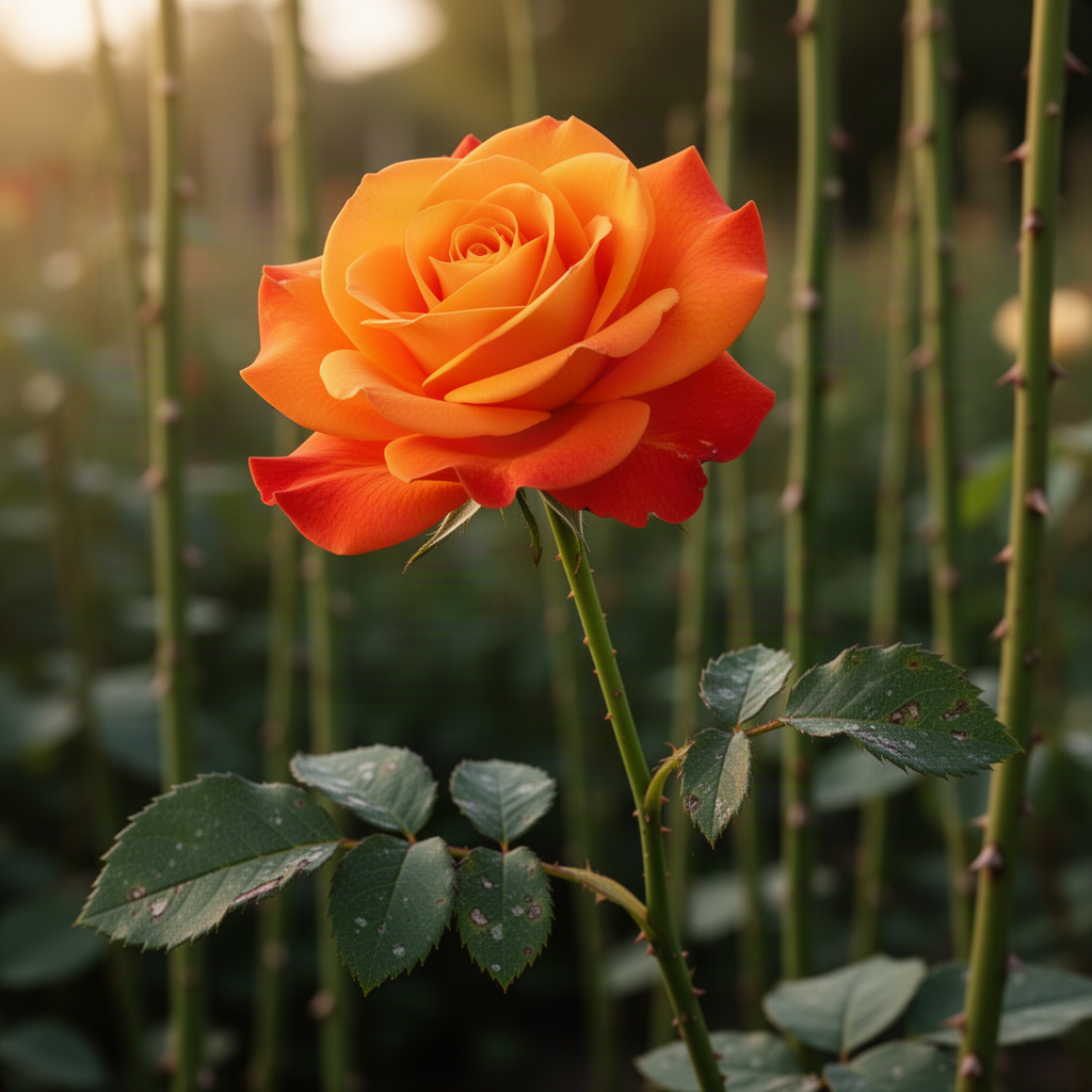 Live Orange Climbing Rose Plant, Flowering Landscape Plant For Gardens