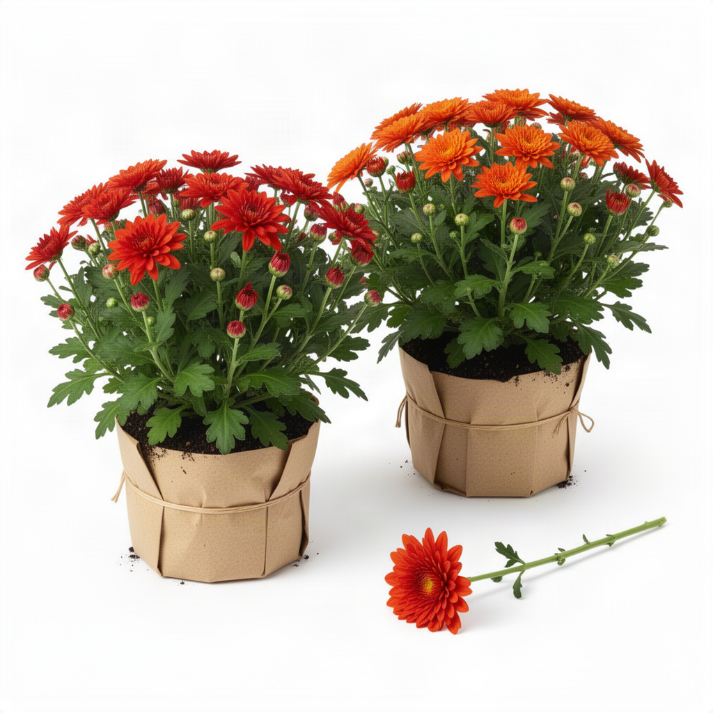 2 Red Chrysanthemum Live Plants, Fall-Blooming Mums For Full Sun Gardens