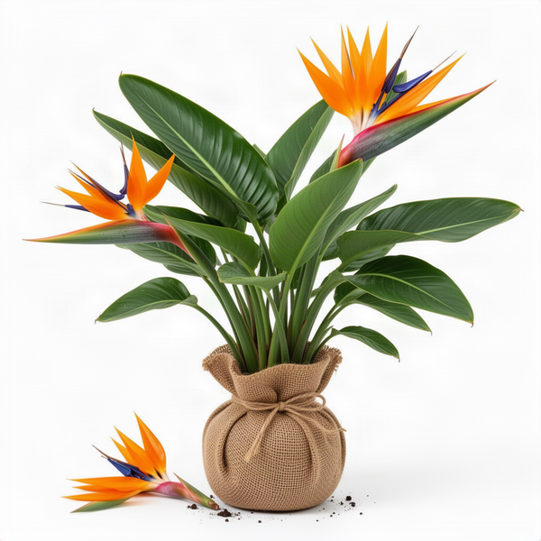 Rooted Orange Bird Of Paradise Tropical Plant, 4-7 Inches Tall, For Patio