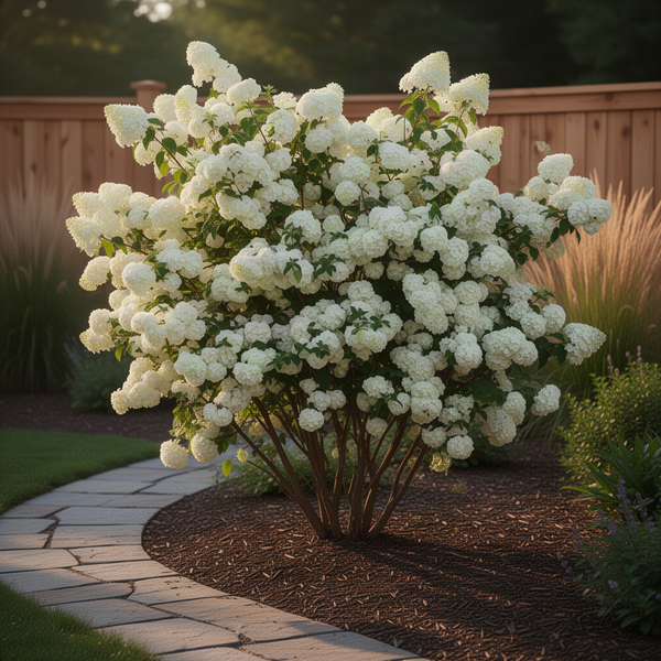 White Blooming Live Viburnum Shrub Plant, Old Snowball, Hardy, 4 Inch Pot