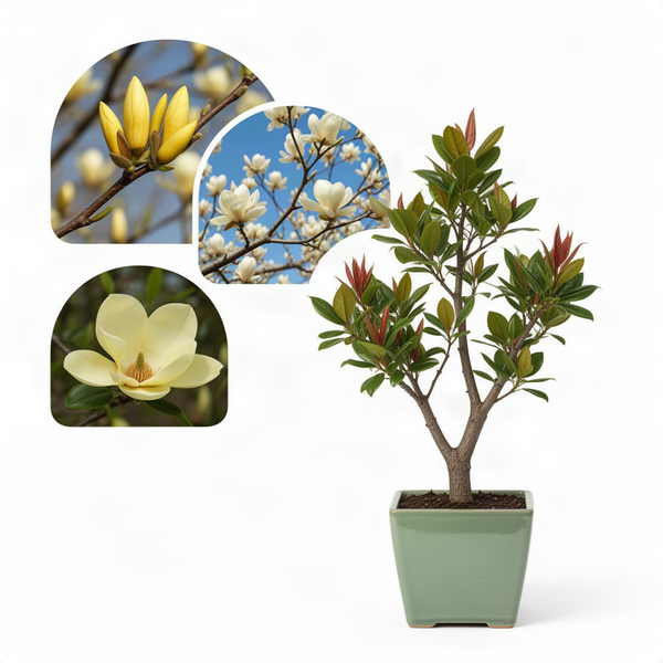 2 Yellow Magnolia Shrubs, Flowering Plants In 2.5-Inch Pots, 6-12 In Tall