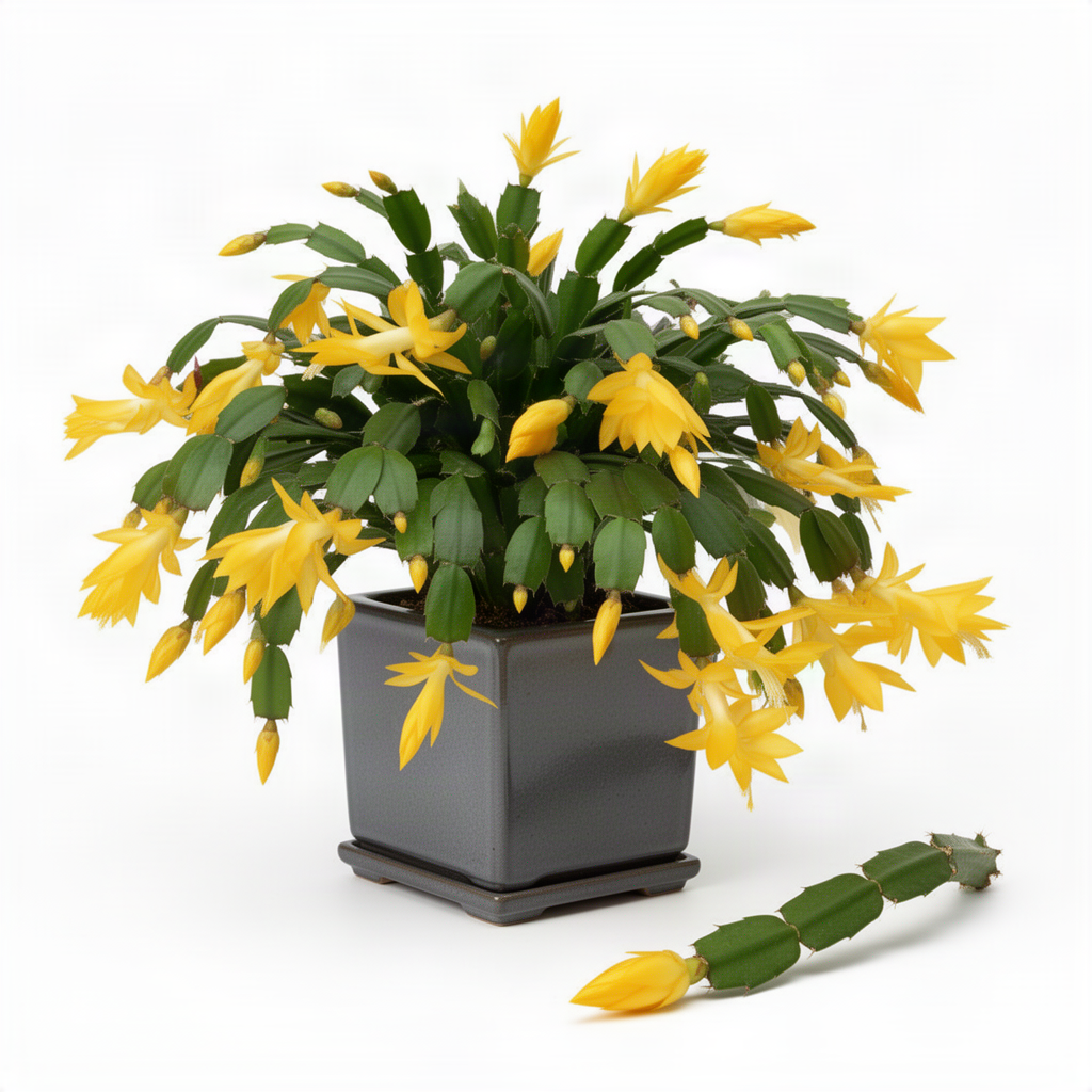 Live Yellow Thanksgiving Cactus Plant, 4-7 Inch Tall Christmas Houseplant