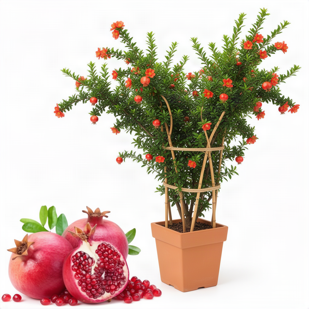2 Live Wonderful Pomegranate Fruit Trees, Well-Rooted, 10-15 Inches Tall