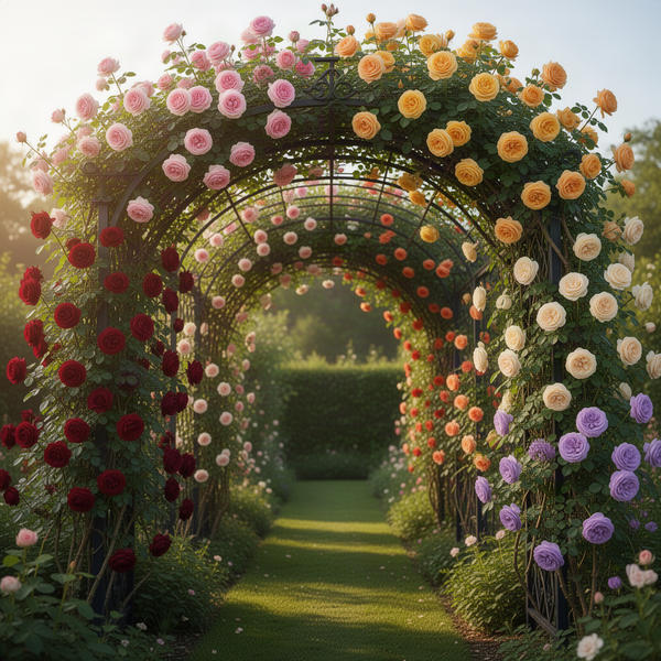 2 Live Climbing Rose Plants, Striped And Red Orange, Reblooming Bushes