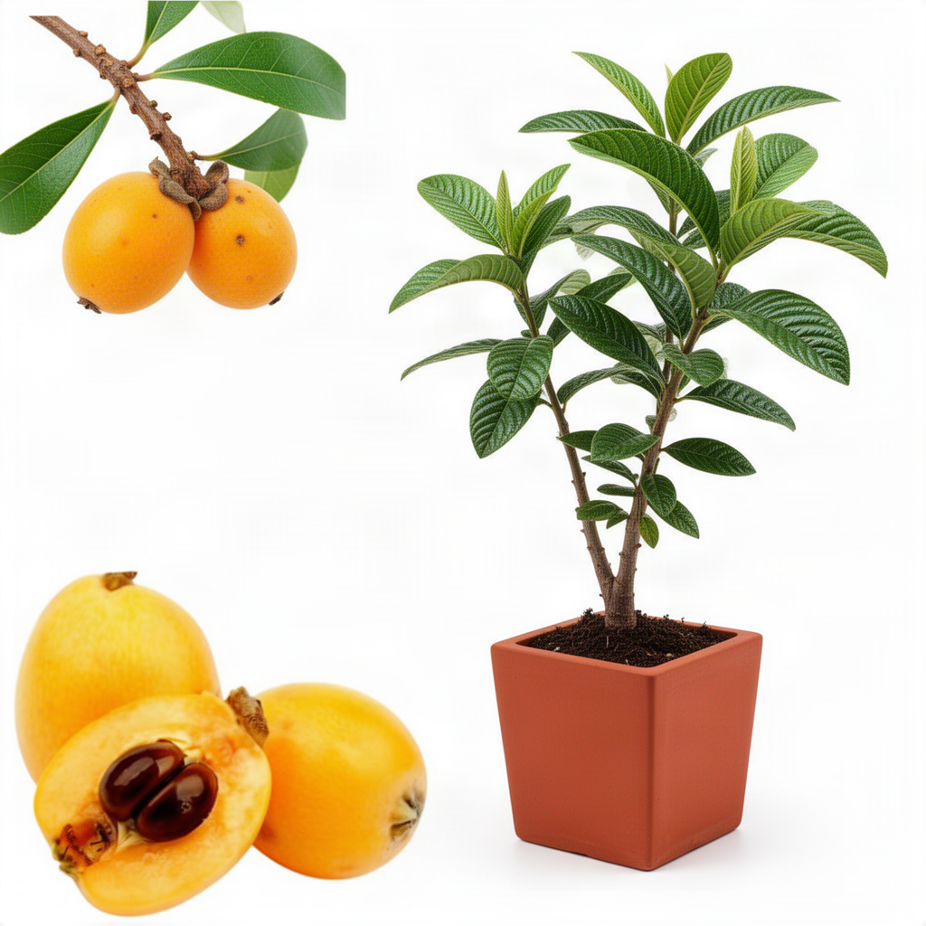Live Loquat Fruit Tree In Gallon Pot, 10-14 Inch Plant For Garden Planting