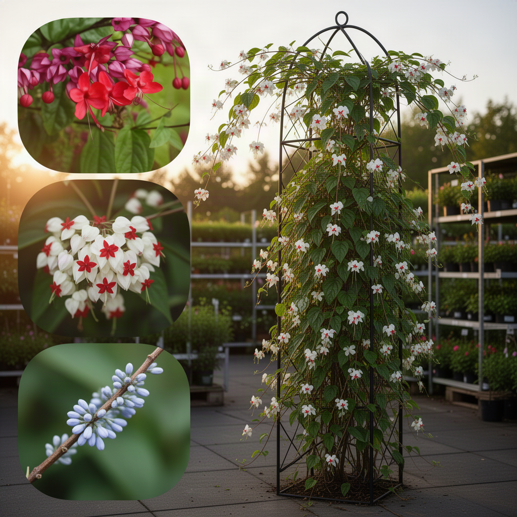 3 Mixed Clerodendrum Live Vines, Indoor Outdoor Plants, 5-10 Inches Tall