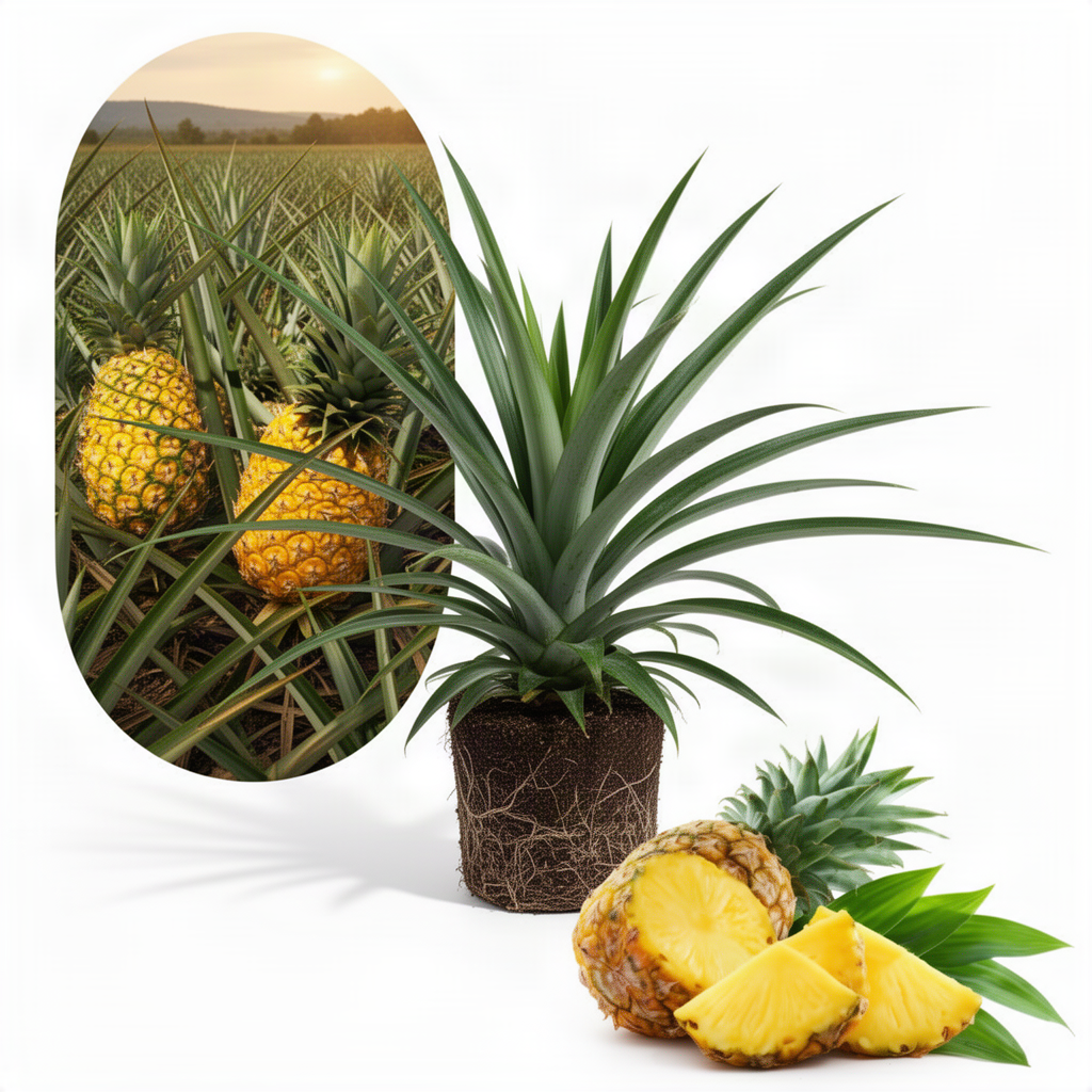 Live Pineapple Starter Plant, 5-8 Inches Tall, Growing In Patio Containers
