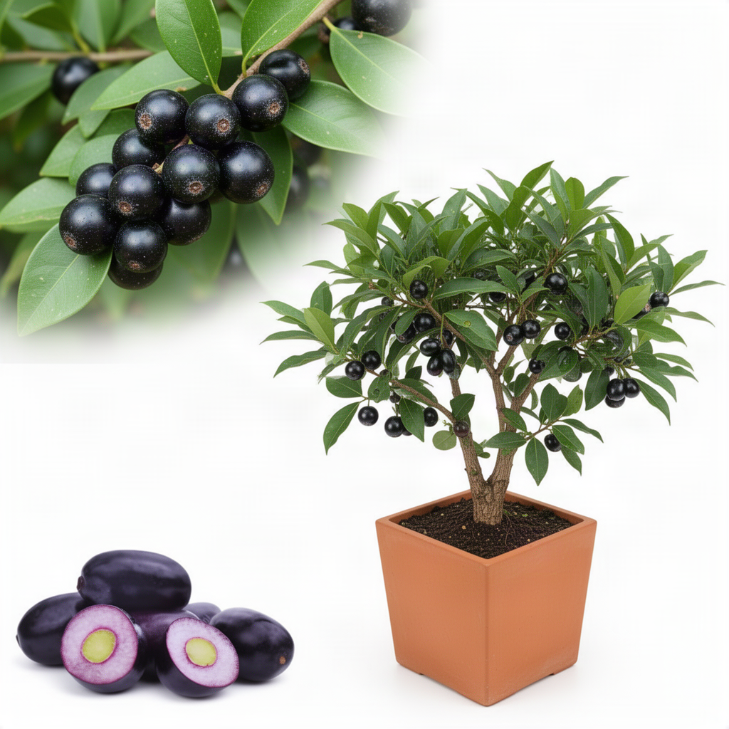 Live Black Plum Fruit Tree Plant, 22-26 Inch Tall, 1 Gallon Pot For Gardens