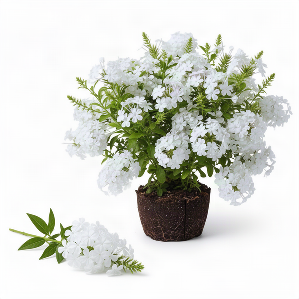 3 White Plumbago Live Plants, 4-6 Inch Tropical Perennial Flower Shrubs