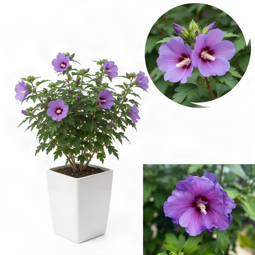 Live Purple Rose Of Sharon Flowering Shrub, 6-13 Inch Potted Hibiscus Plant