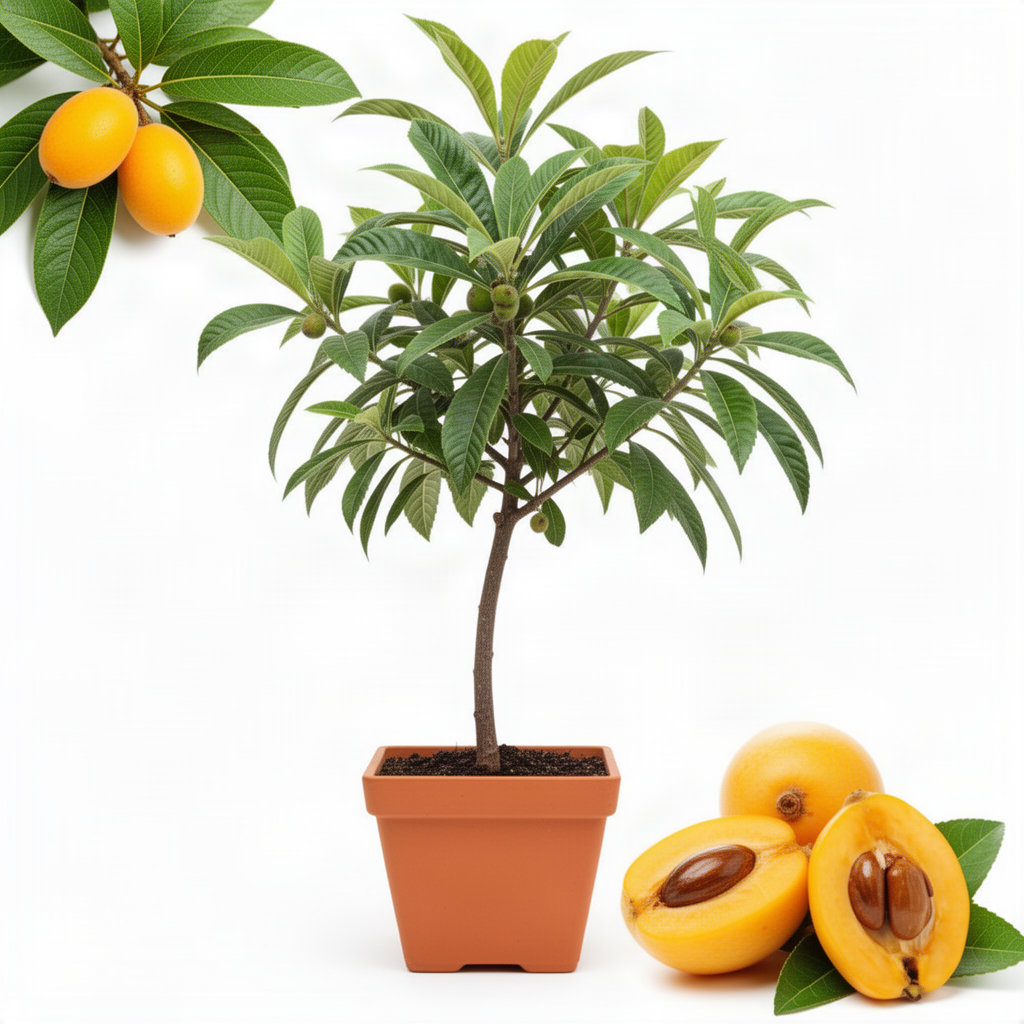 Live Loquat Fruit Tree In Gallon Pot, Hardy Plant For Garden, 2-3 Ft Tall