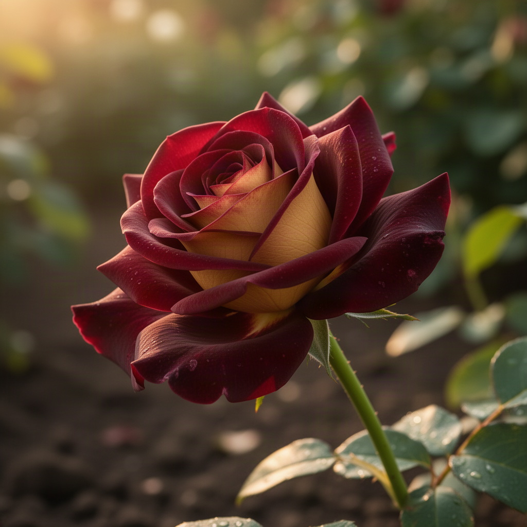 Dark Night Live Rose Plant, Fragrant Deep Red Blooms, 5-10 Inches Tall
